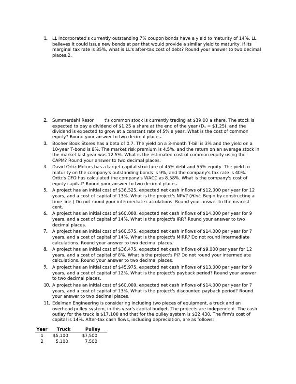 Practice Problems for Financial Management Desklib