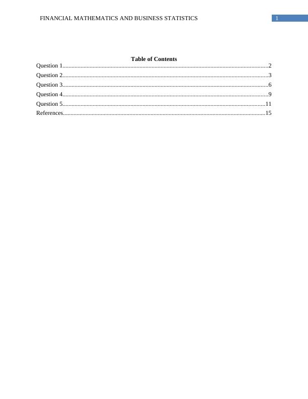 Financial Mathematics and Business Statistics - Desklib