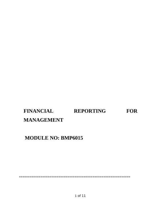 Financial Reporting for Management: Budgeting, ABC Costing, NPV and Performance Evaluation_1