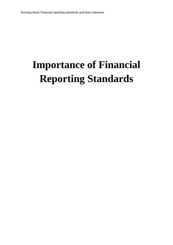 Importance of Financial Reporting Standards