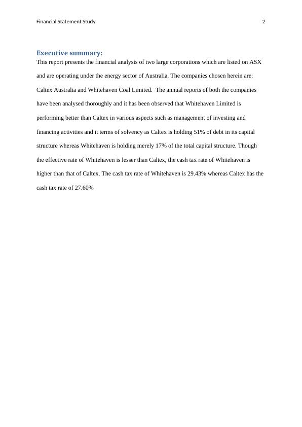 Financial Statement Study - Caltex Australia & Whitehaven Coal Limited_2