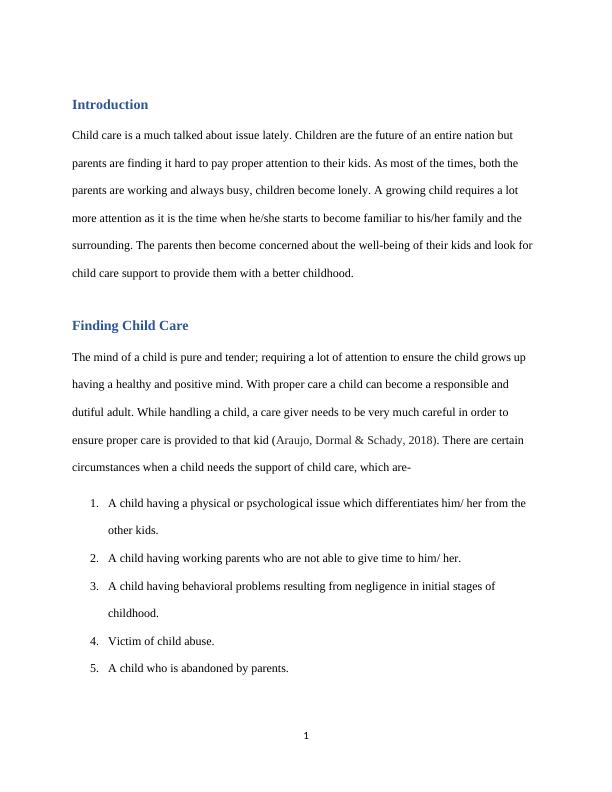 Finding Child Care: Importance and Situations_1