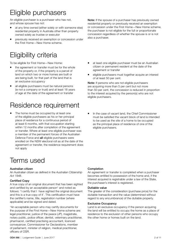 First Home—New Home Exemption or Concession from Duty Application Form