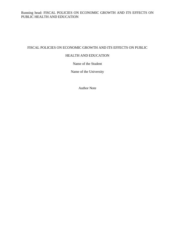 Fiscal Policies on Economic Growth and Its Effects on Public Health and Education_1
