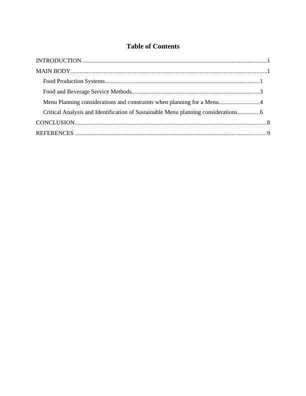 Food Production Systems and Menu Planning in Hospitality Operations: A ...