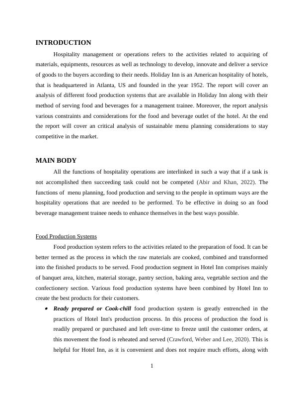 Food Production Systems and Menu Planning in Hospitality Operations: A ...