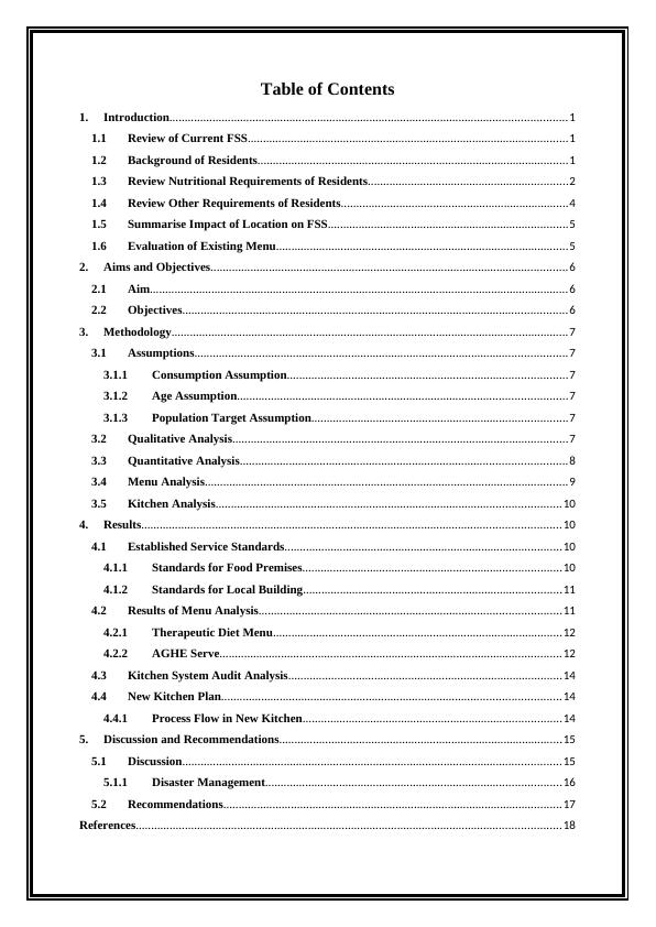 Food Service Management for a Rural Hospital in Queensland, Australia