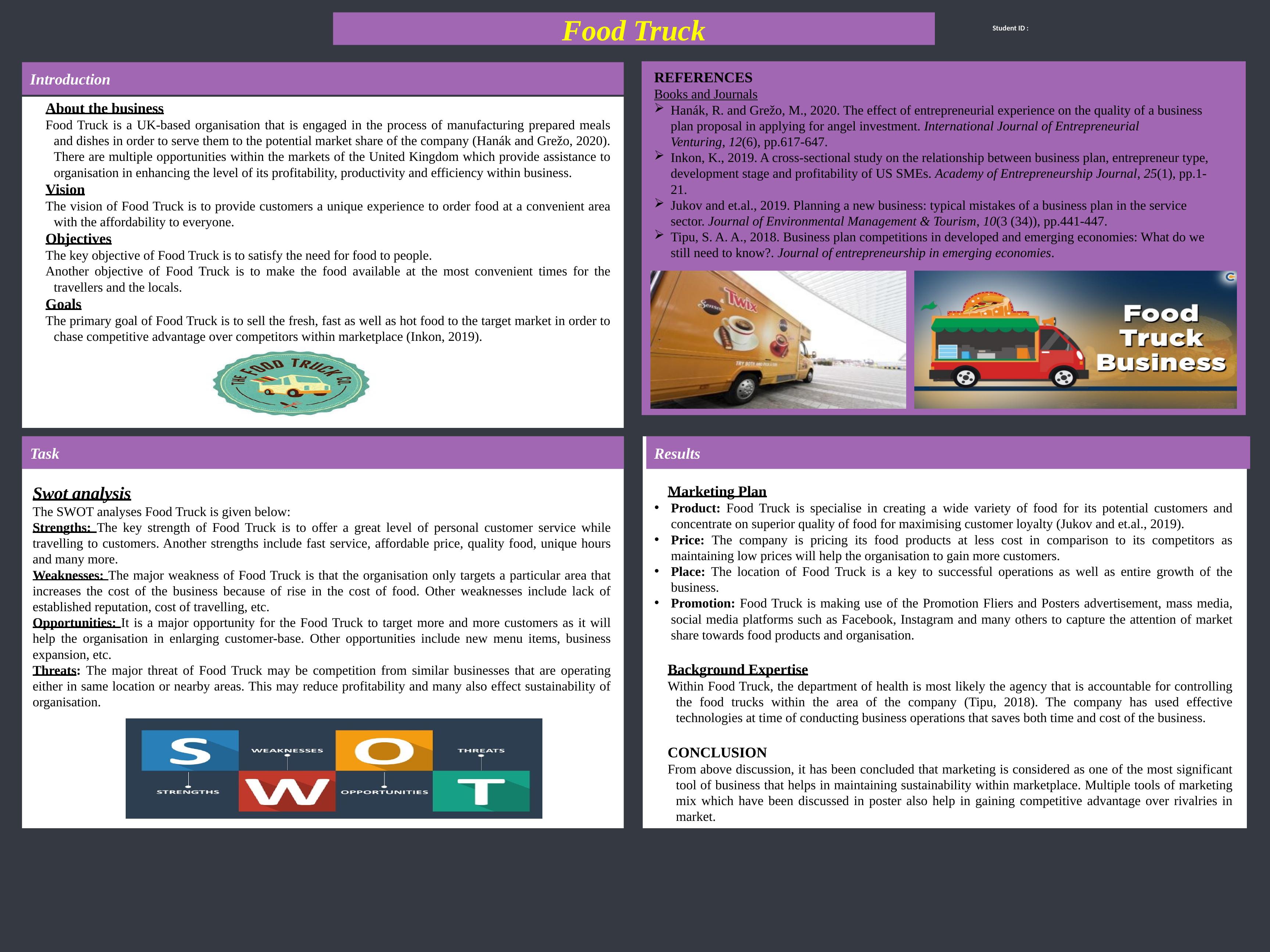 Food Truck Poster: Marketing Plan, SWOT Analysis, Objectives, and Background Expertise_1