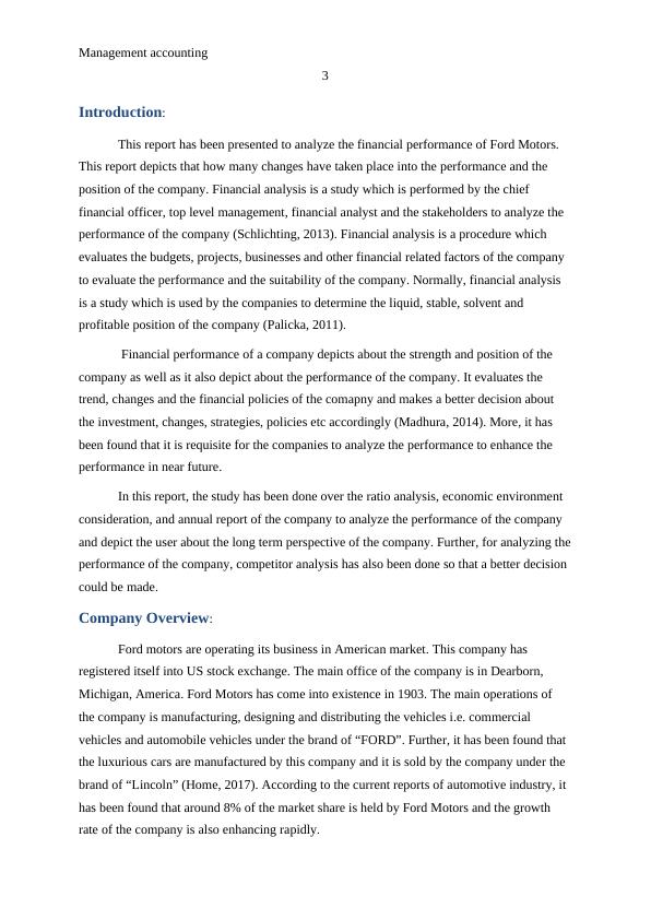 Financial Performance Analysis of Ford Motors Desklib