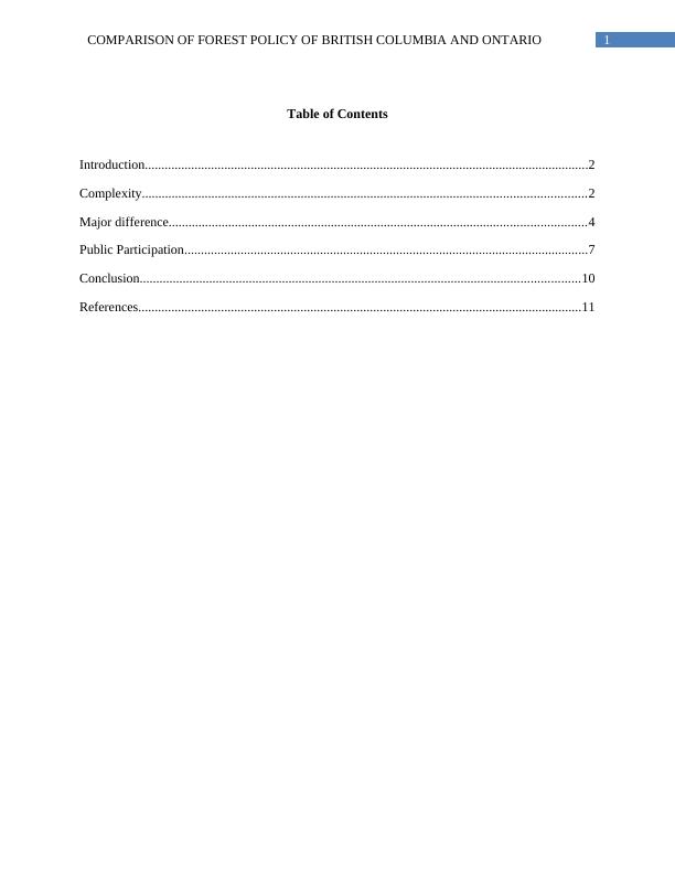 Comparison of Forest Policy of British Columbia and Ontario