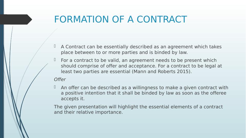 essay on formation of a contract
