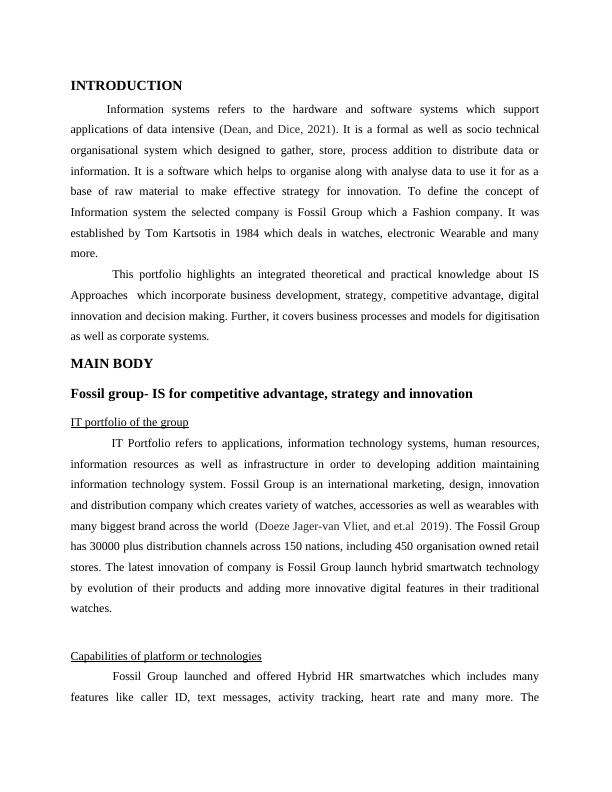 Portfolio Workbook Assessment for Fossil Group: IS for Competitive Advantage, Strategy and Innovation_4