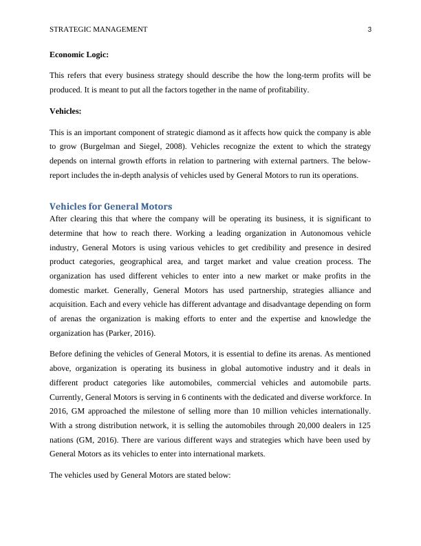 General Motors' Vehicles A Strategic Analysis using Hambrick and FredricksonDiamond Model