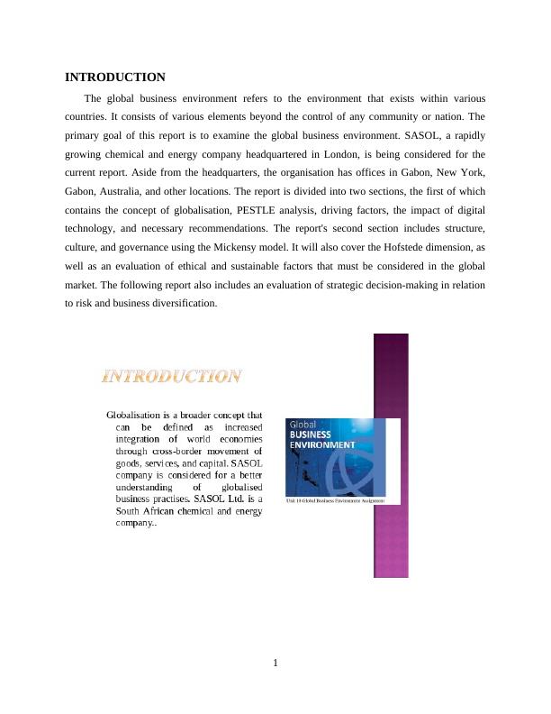 Global Business Environment & Organizational Culture, Function And 