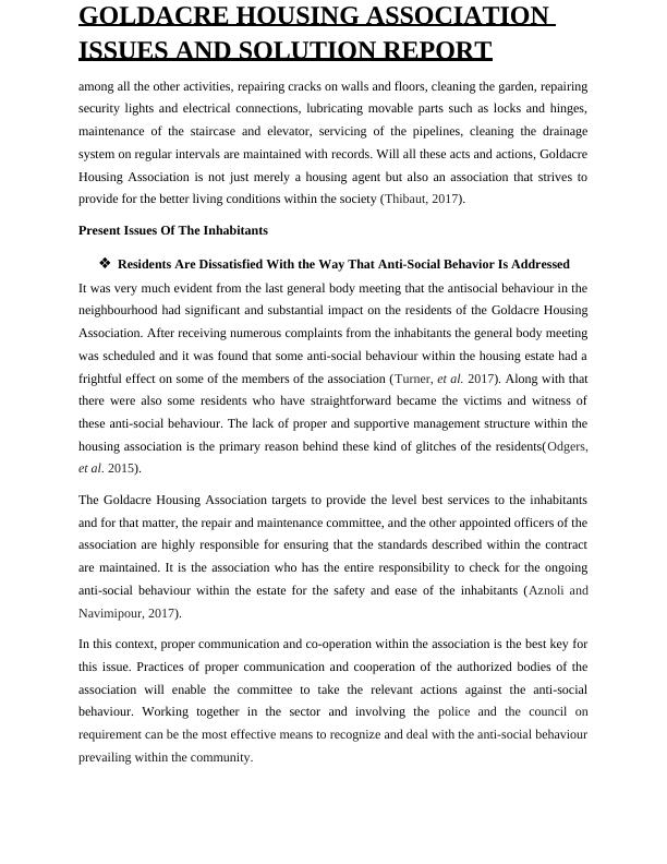 Goldacre Housing Association Issues and Solution Report_2