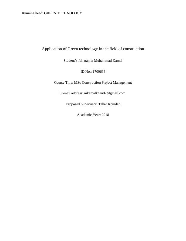 green technology application in construction thesis