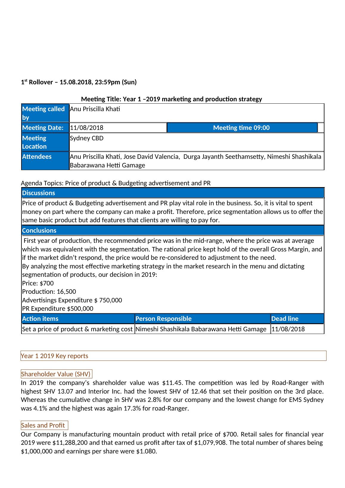 Group Simulation Report on Meetings and Minutes for Desklib