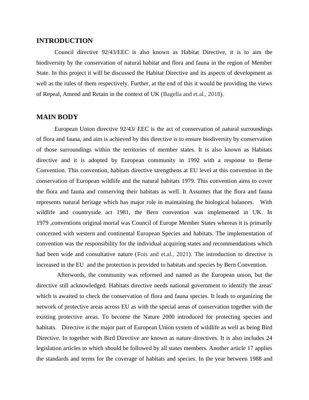 Council Directive 92/43/EEC Habitat Directive and its Aspects of