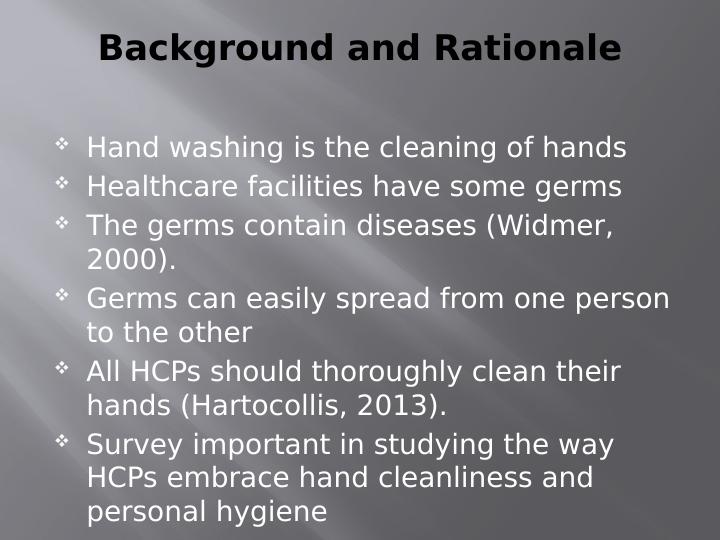 Hand Hygiene Project: Importance of Hand Washing in Healthcare Facilities