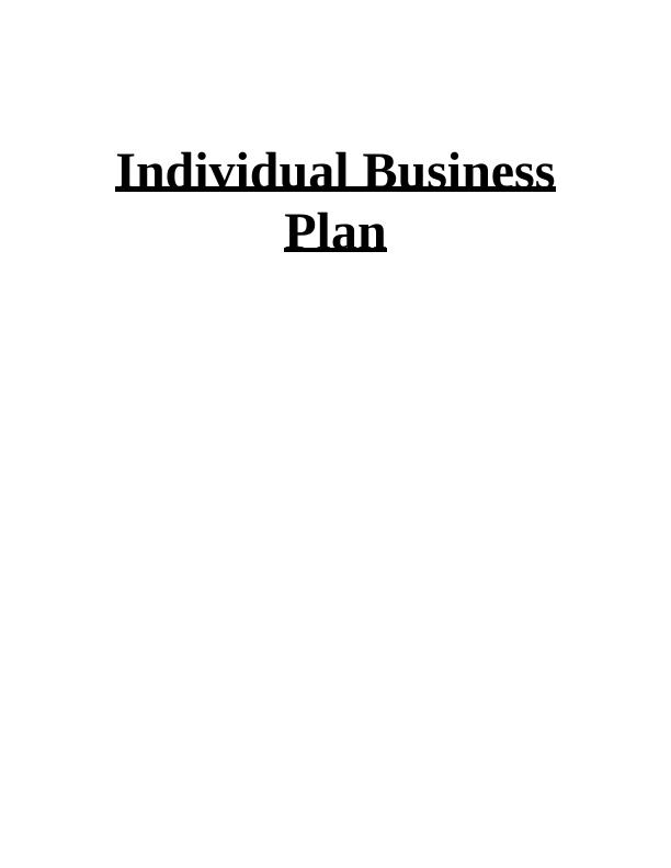 Individual Business Plan Report for Handmade Chocolates Business_1