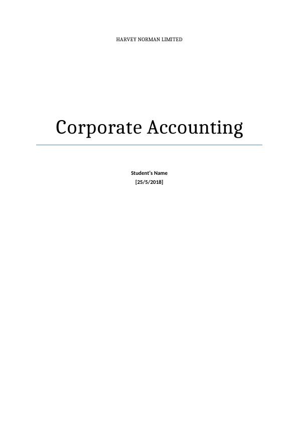 Corporate Accounting Analysis of Harvey Norman Limited_1