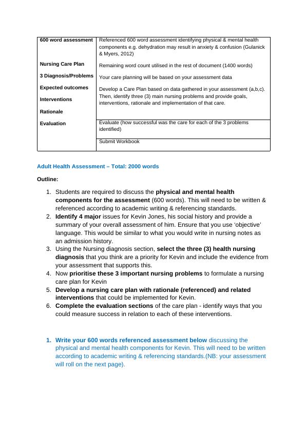 Health Assessment & Nursing Care Plan Workbook for NURBN2000_3