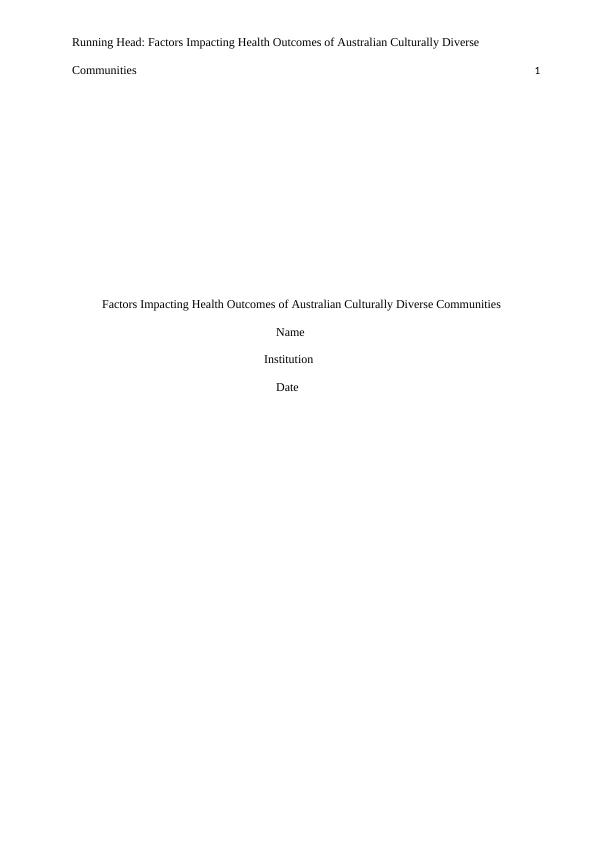 Factors Impacting Health Outcomes of Australian Culturally Diverse Communities_1