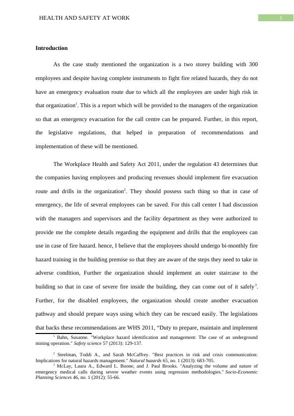 Health and Safety at Work Assessment 2 Desklib