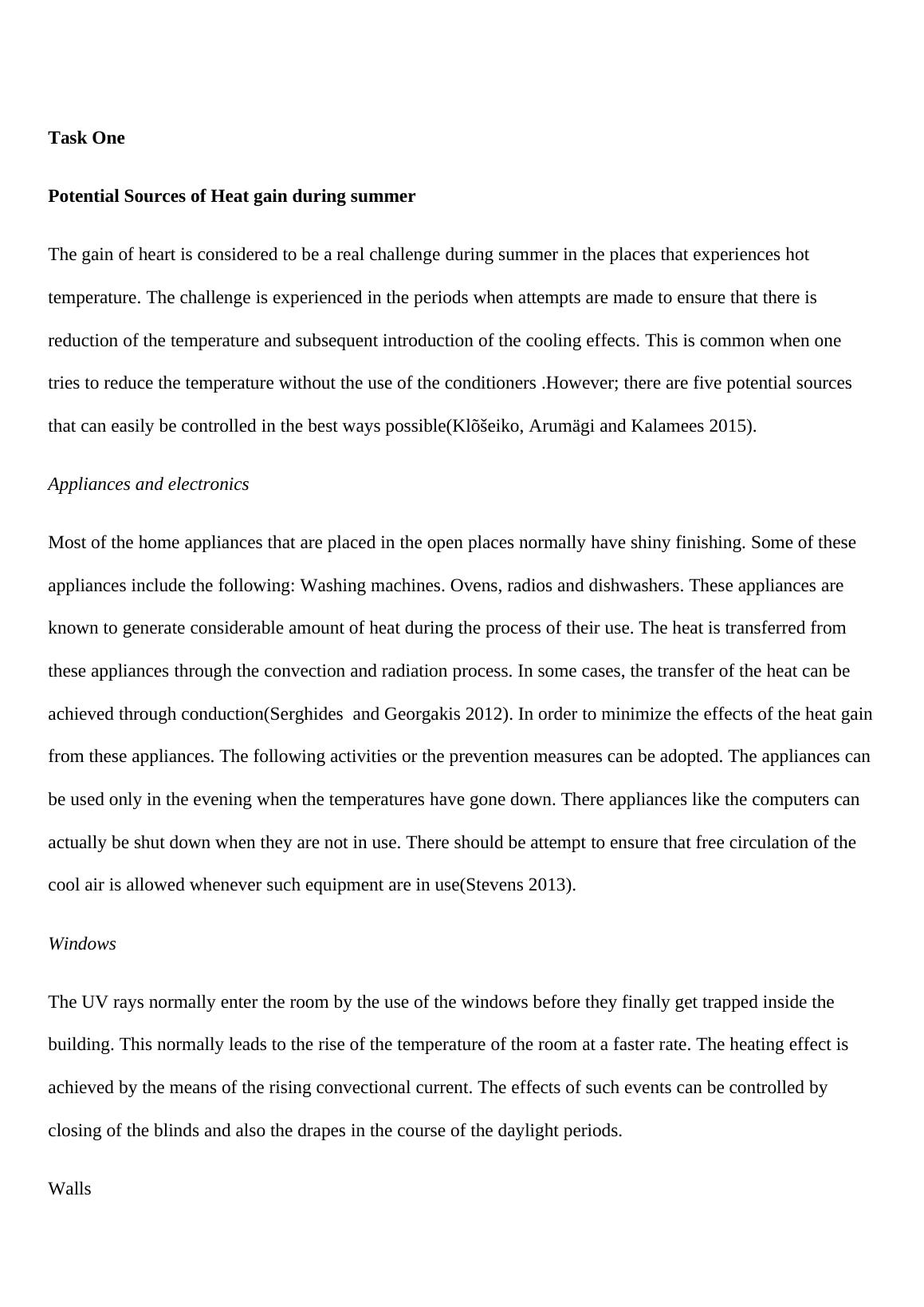 Managing Heat Gain in Buildings Sources and Specifications Desklib