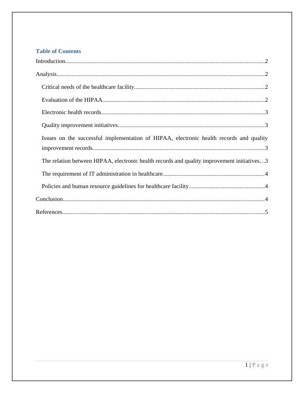 Analysis of HIPAA, Electronic Health Records and Quality Improvement Initiatives in Healthcare Information Management_2