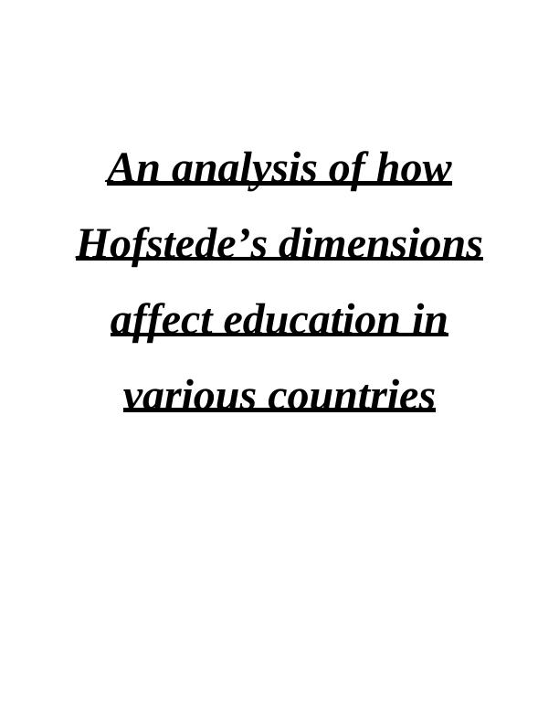 How Hofstede’s Dimensions Affect Education in Various Countries_1