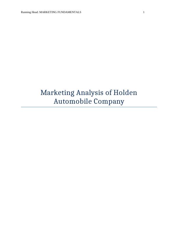 Marketing Analysis of Holden Automobile Company_1