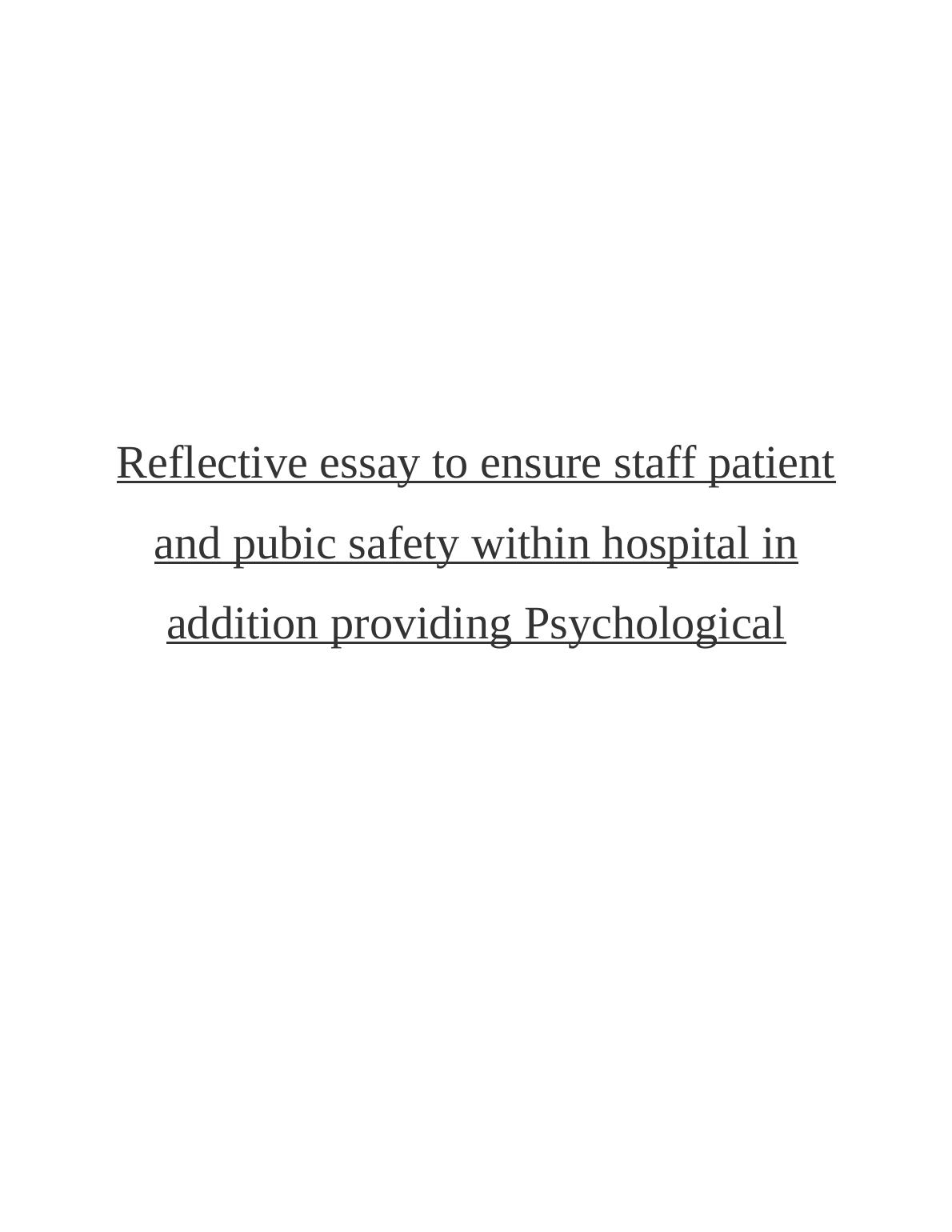 reflective essay on patient safety