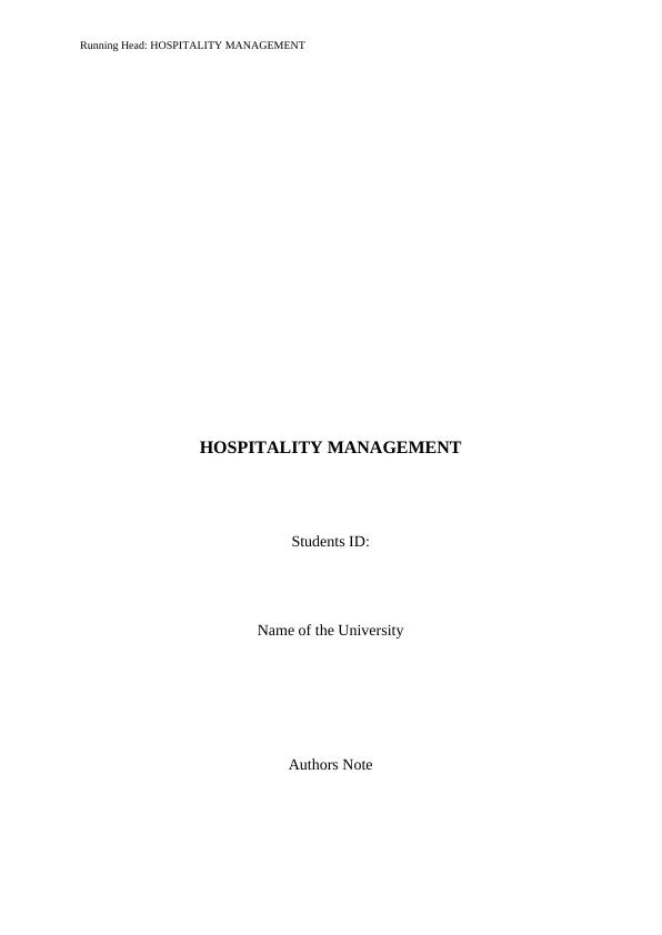 Hospitality Management: Issues, Regulations and Compliance_1