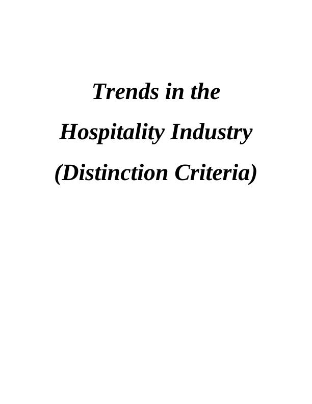 Emerging Trends in Hospitality Industry Desklib