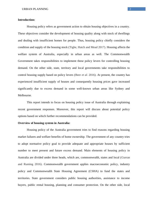 Housing Policy in Australia: Issues, Government Responses and Potential Policy Options_3