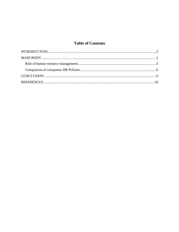 Role of Human Resource Management and Comparison of HR Policies