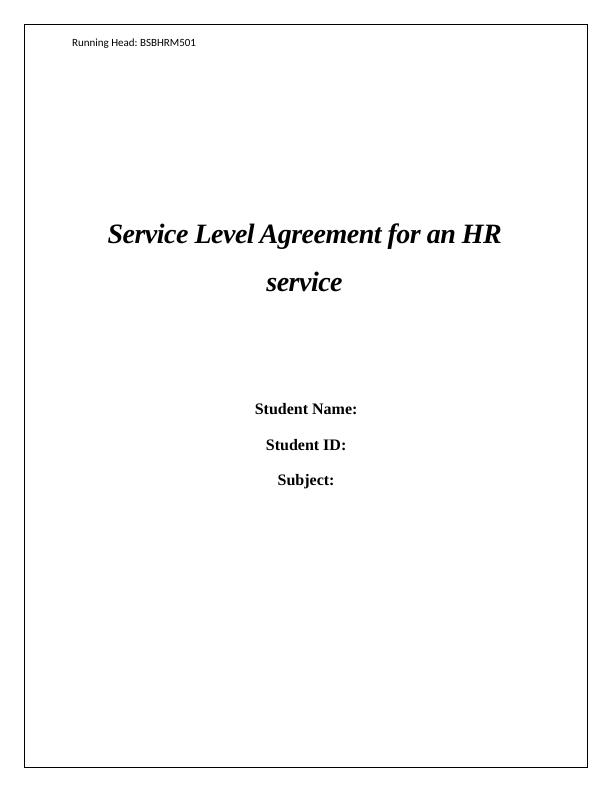 Service Level Agreement for an HR service_1