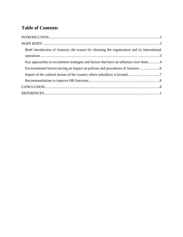 HRM and Global Business Environment Recruitment and PESTEL Analysis