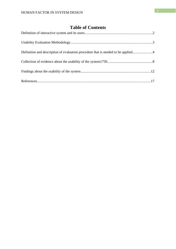 Human Factor In System Design Desklib
