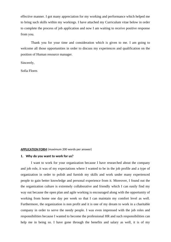 Application for Human Resource Manager Position Desklib