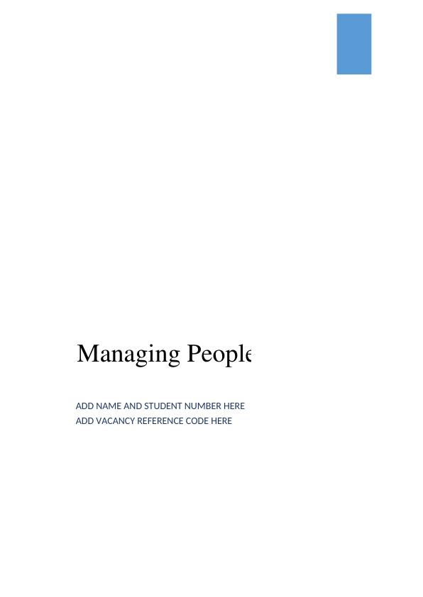 Managing People and Careers: Fictitious Job Vacancy_1