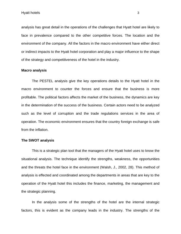 Case Study of Hyatt Hotel - Desklib