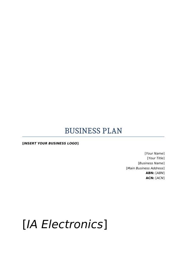Business Plan for IA Electronics_1