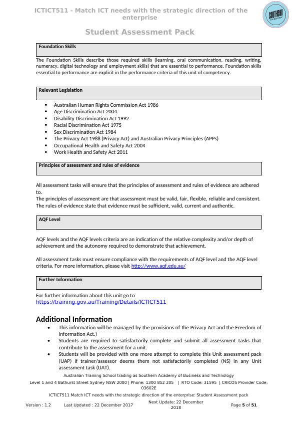ICTICT511 - Match ICT needs with the strategic direction of the enterprise: Student Assessment Pack_5