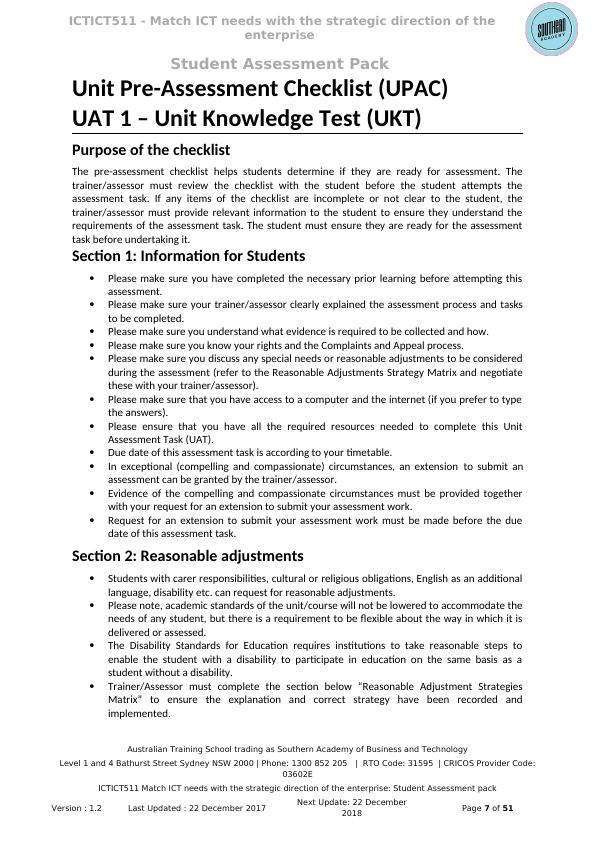 ICTICT511 - Match ICT needs with the strategic direction of the enterprise: Student Assessment Pack_7