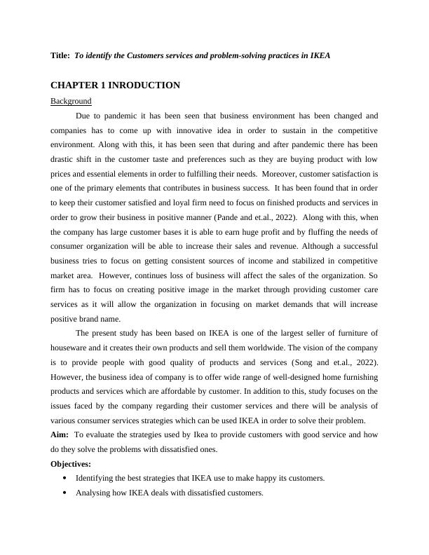 IKEA Customer Services and Problem Solving Strategies