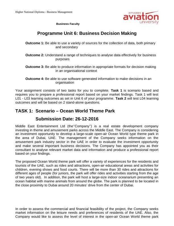 Assignment on Business Decision Making Outcome_1