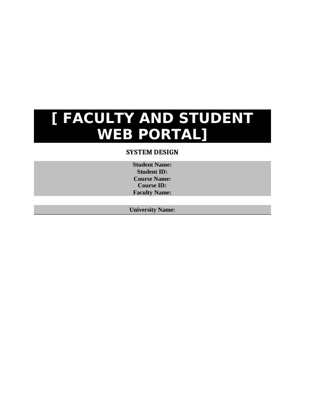 Faculty and Student Web Portal: System Design_1