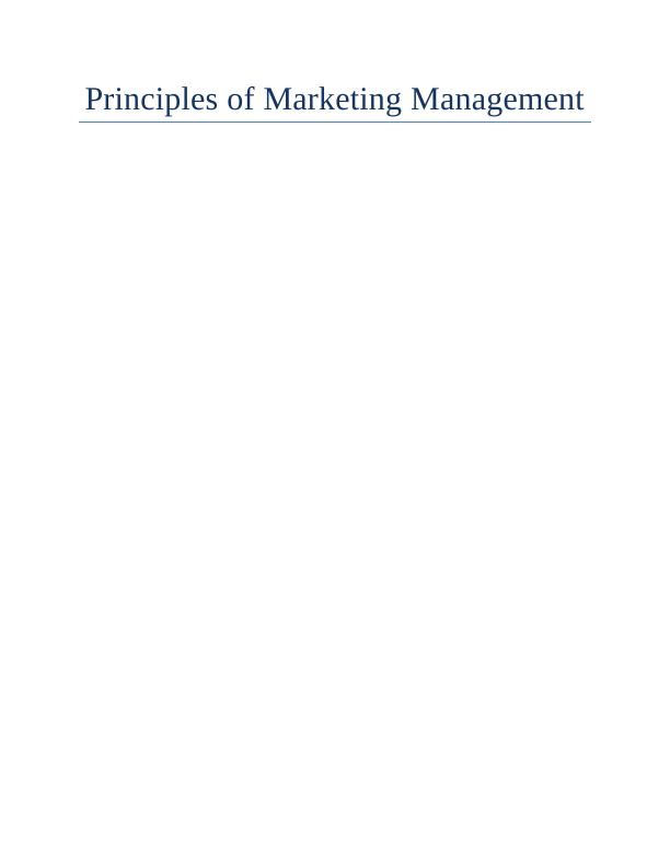 Principles of Marketing Management - Assignment_1